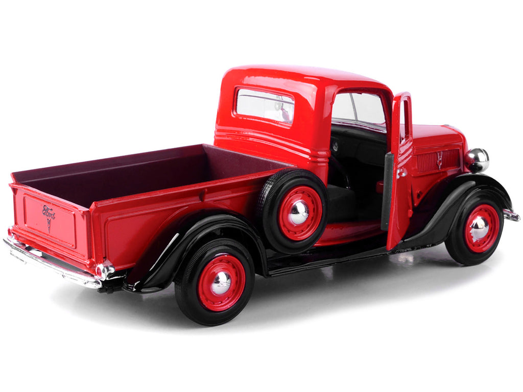 1937 Ford Pickup Truck Red and Black 1/24 Diecast Model Car by Motormax-1