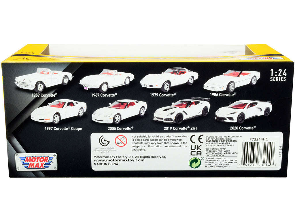 1967 Chevrolet Corvette C2 Convertible White with Red Interior "History of Corvette" Series 1/24 Diecast Model Car by Motormax-1