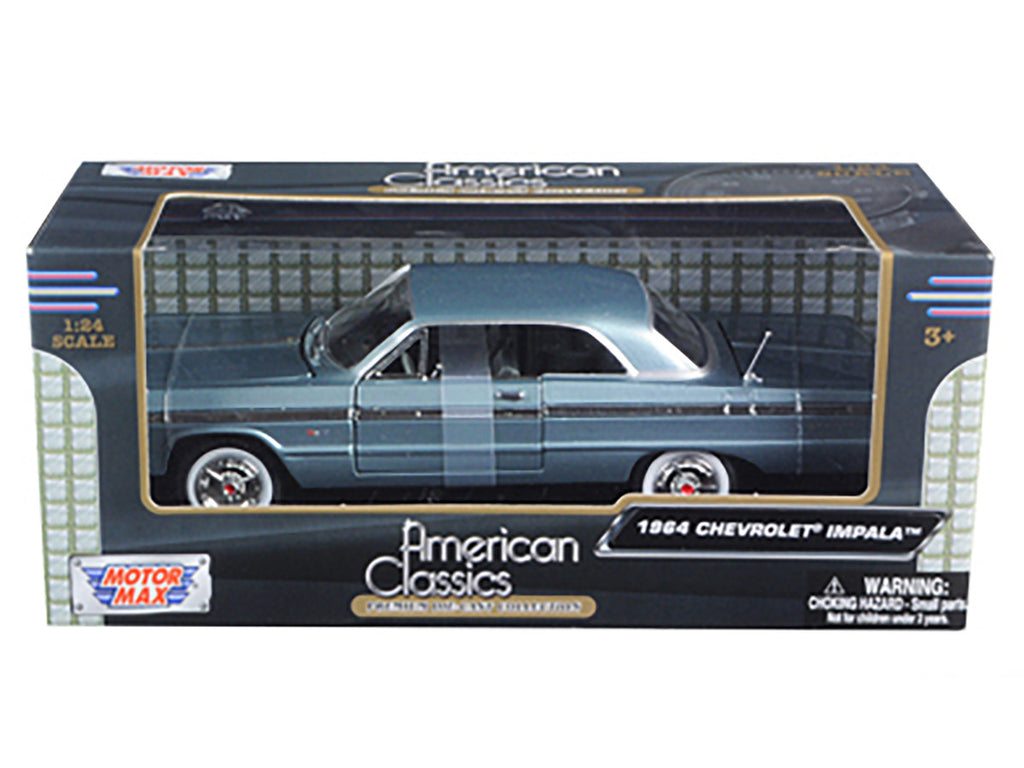1964 Chevrolet Impala Blue 1/24 Diecast Model Car by Motormax-1