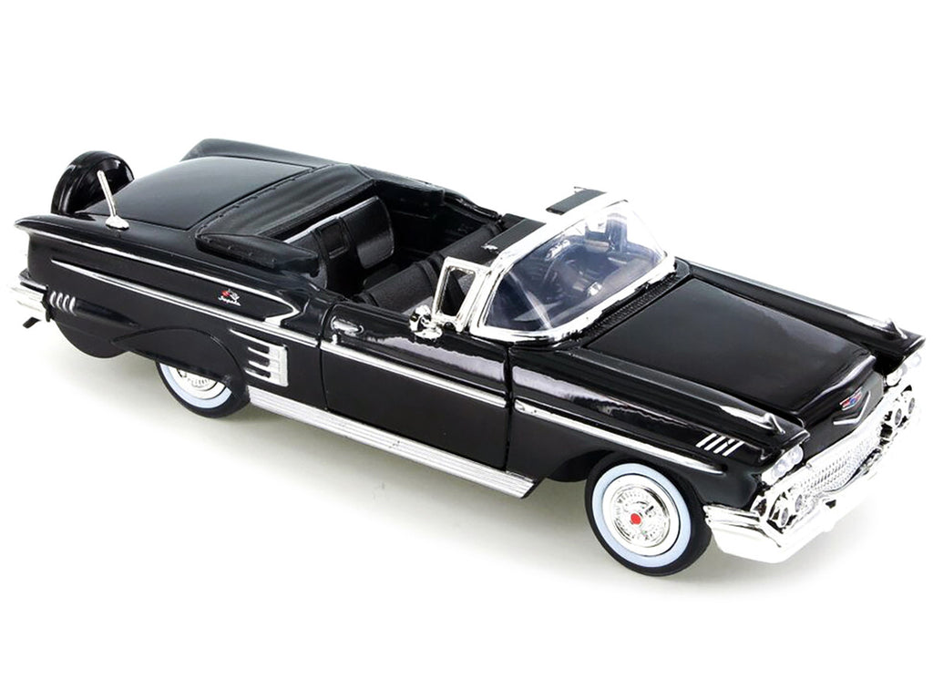 1958 Chevrolet Impala Convertible Black 1/24 Diecast Model Car by Motormax-1