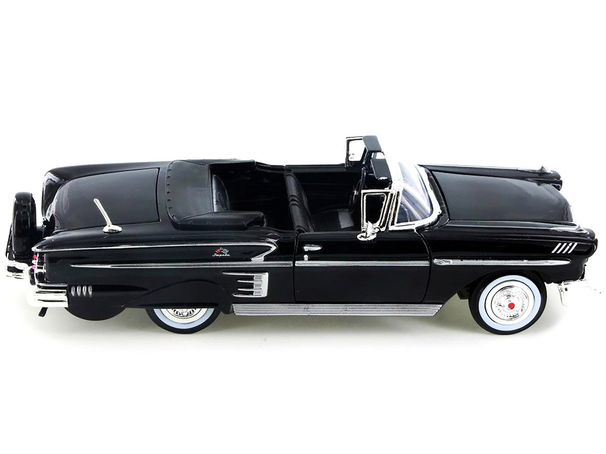 1958 Chevrolet Impala Convertible Black 1/24 Diecast Model Car by Motormax-0