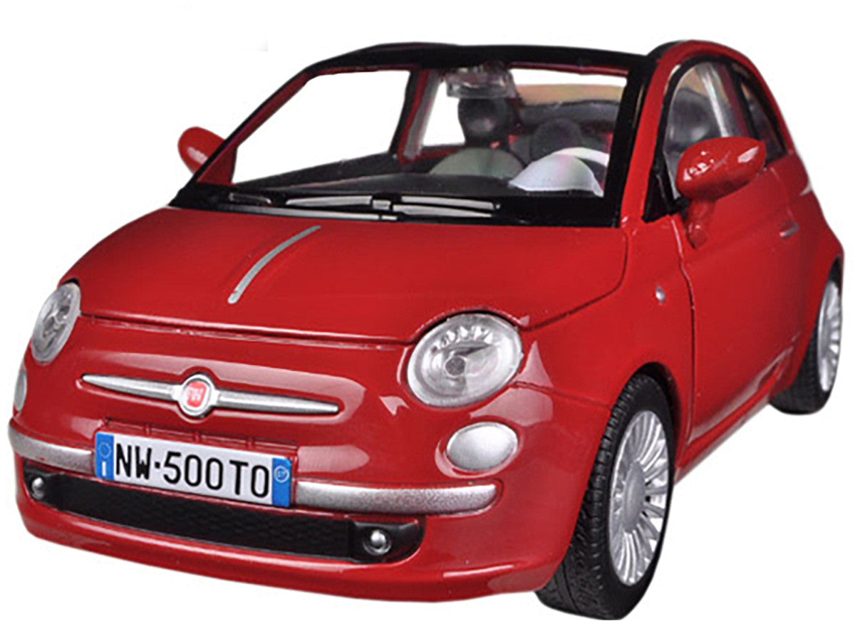 Fiat 500 Nuova Cabrio Red 1/24 Diecast Model Car by Motormax-1