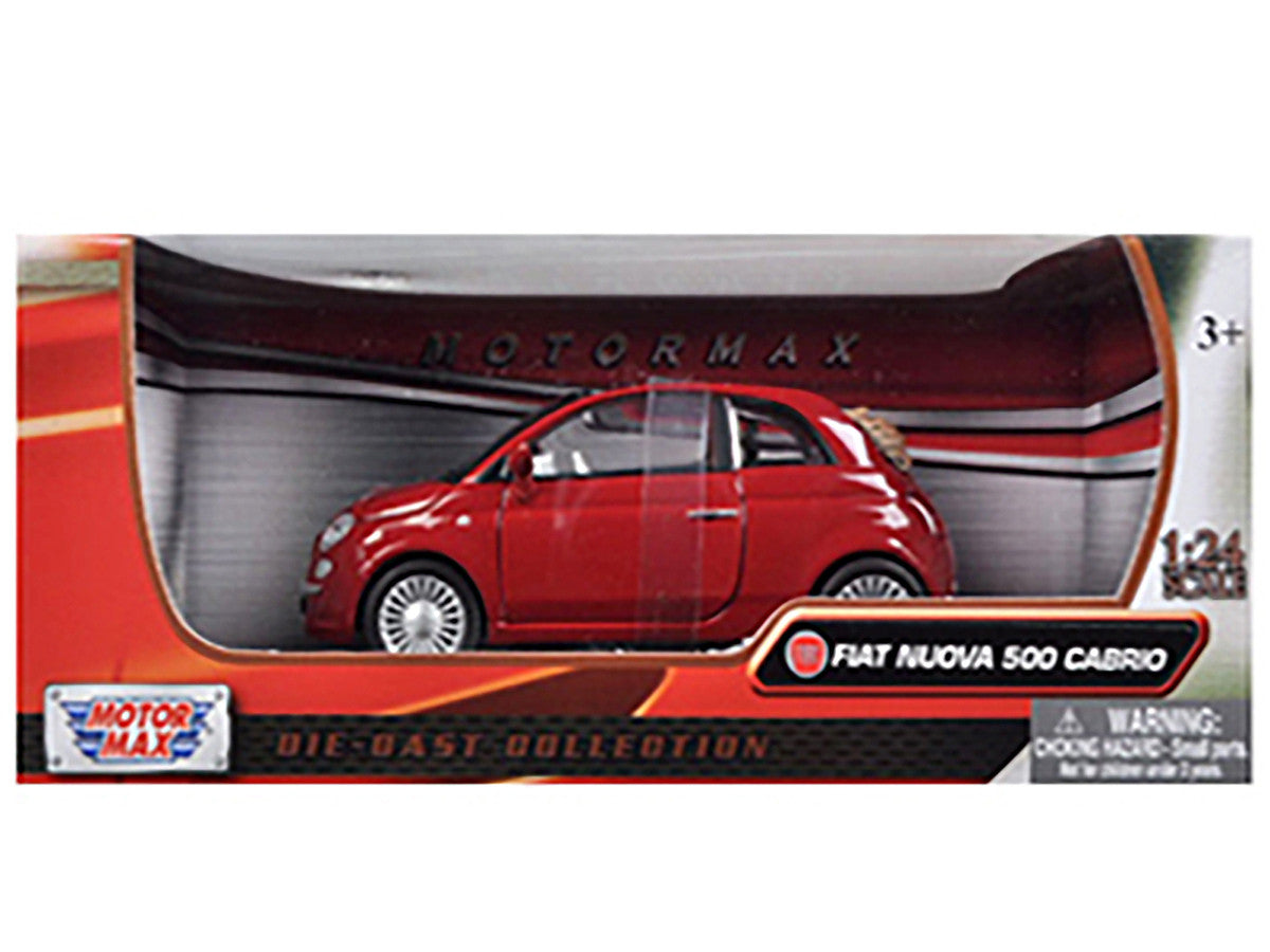 Fiat 500 Nuova Cabrio Red 1/24 Diecast Model Car by Motormax-2