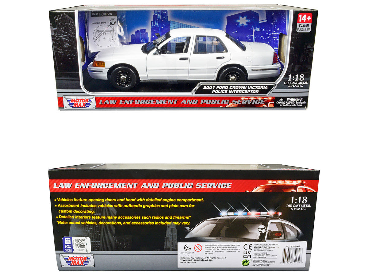 2001 Ford Crown Victoria Police Car Unmarked White "Custom Builder's Kit" Series 1/18 Diecast Model Car by Motormax-2