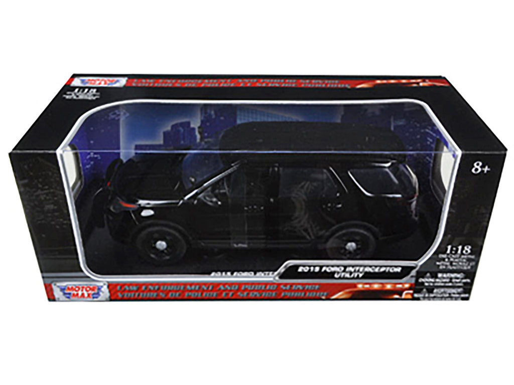 2015 Ford Police Interceptor Utility Special Service Plain Black 1/18 Diecast Model Car by Motormax-2