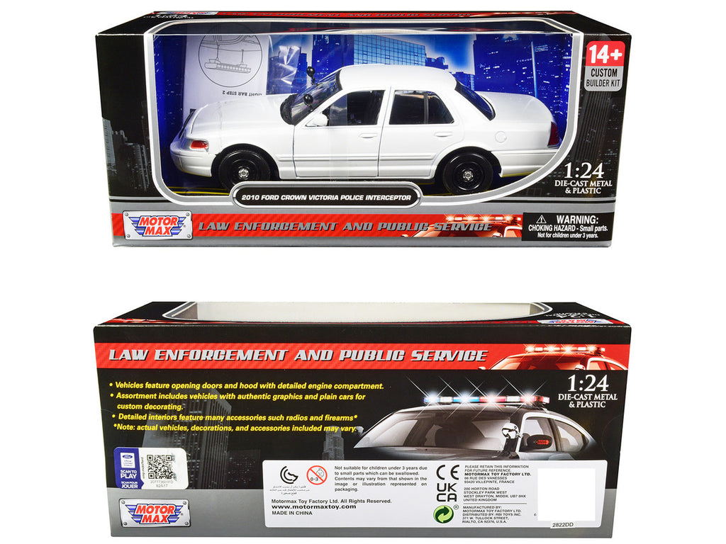 2010 Ford Crown Victoria Police Interceptor Unmarked White "Custom Builder's Kit" Series 1/24 Diecast Model Car by Motormax-2