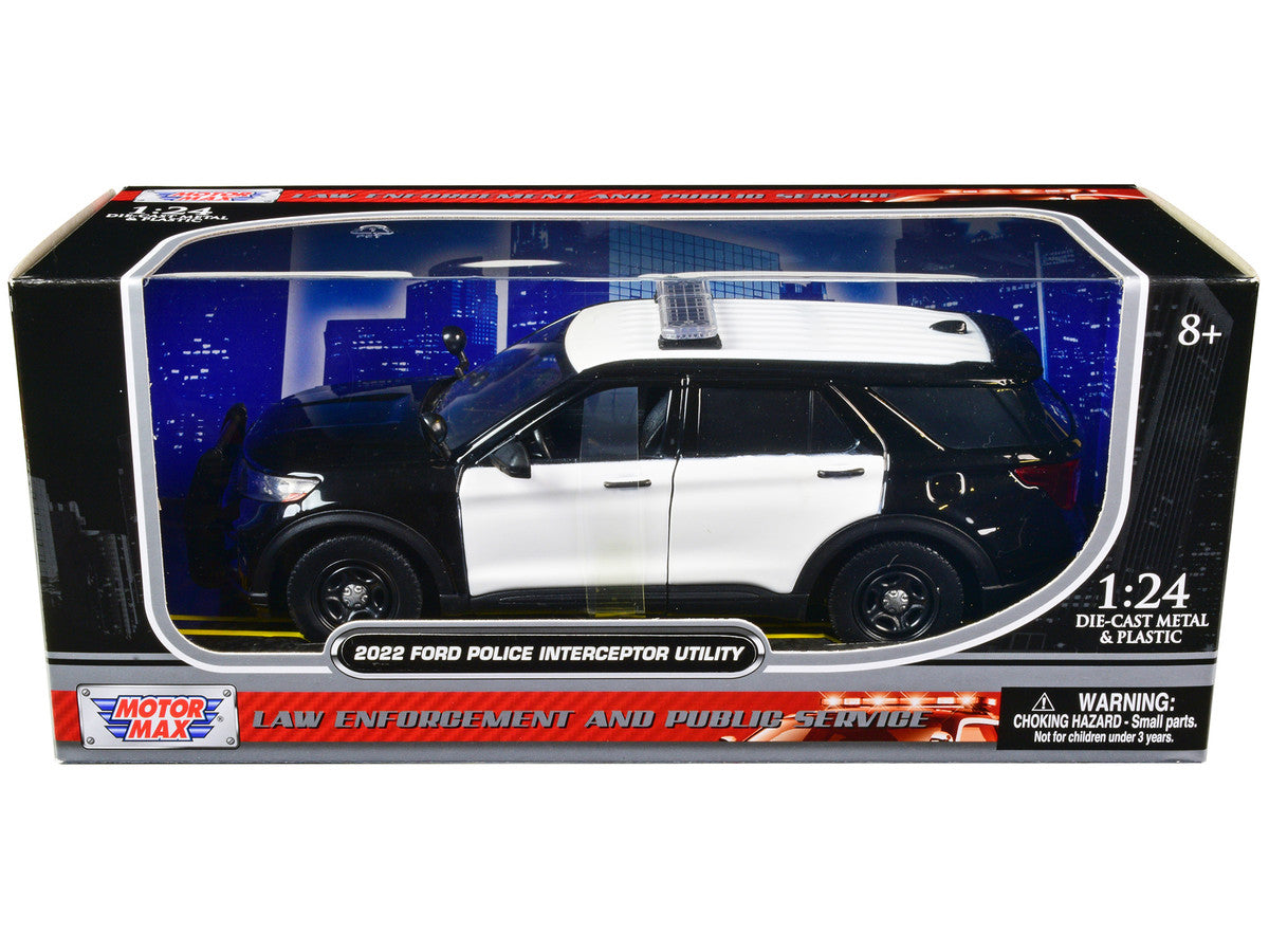 2022 Ford Police Interceptor Utility Unmarked Black and White 1/24 Diecast Model Car by Motormax-1