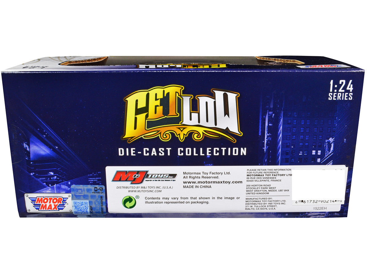 1993 Chevrolet Caprice Lowrider Blue Metallic with Graphics "Get Low" Series 1/24 Diecast Model Car by Motormax-0