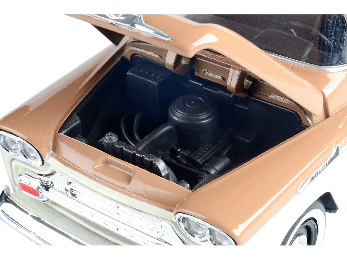 1958 Chevrolet Apache Fleetside Pickup Truck Brown and Beige 1/24 Diecast Model Car by Motormax-1