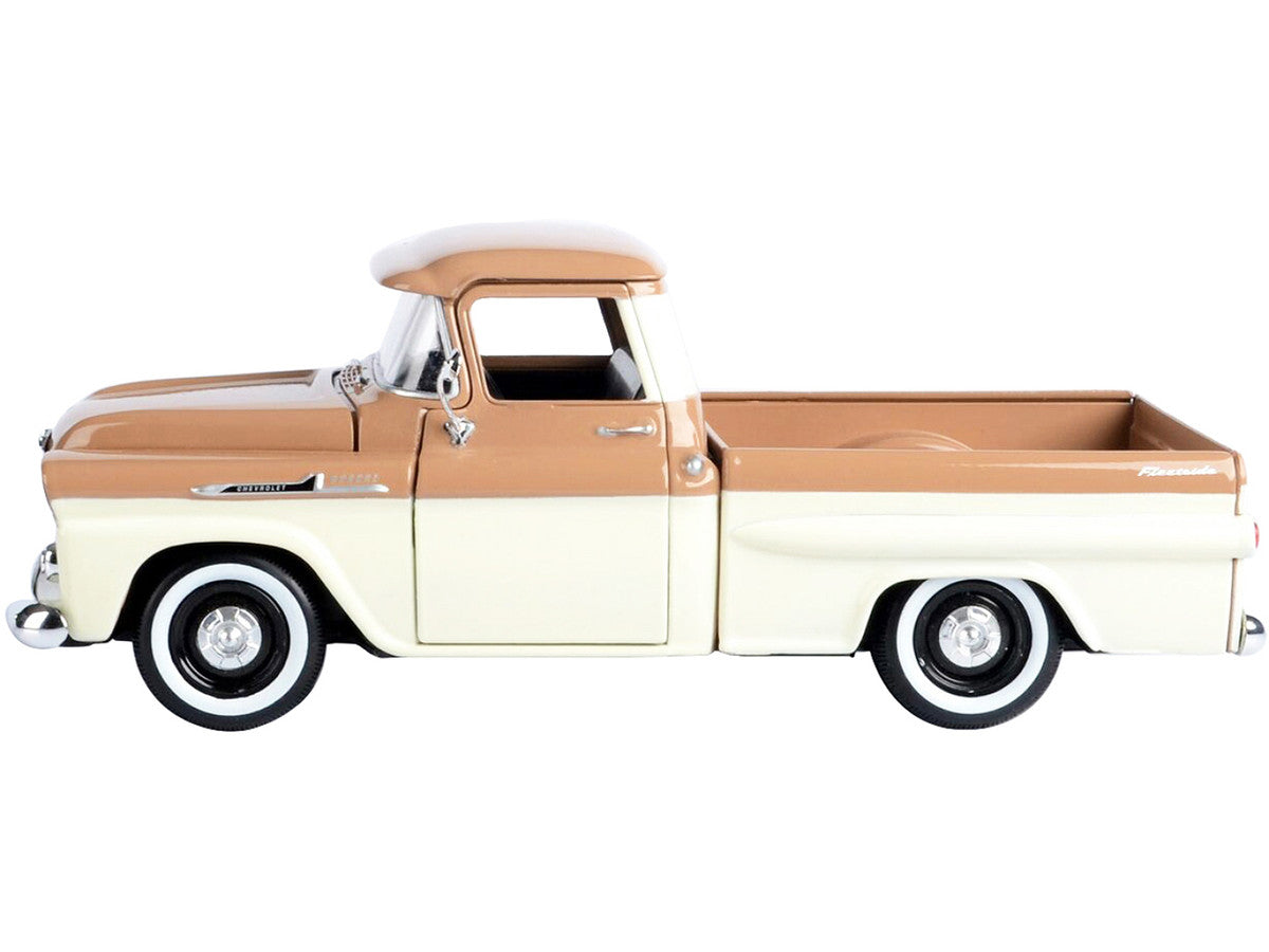 1958 Chevrolet Apache Fleetside Pickup Truck Brown and Beige 1/24 Diecast Model Car by Motormax-2