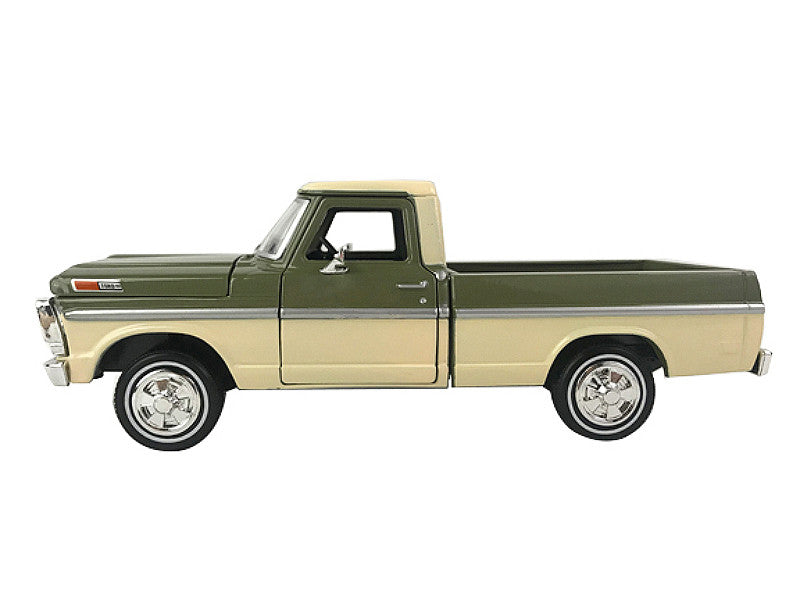1969 Ford F-100 Pickup Truck Light Green and Cream 1/24 Diecast Model Car by Motormax-1
