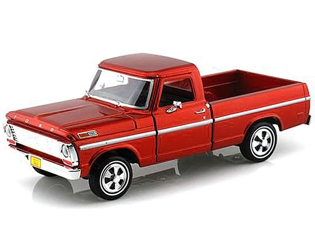 1969 Ford F-100 Pickup Truck Burgundy 1/24 Diecast Model Car by Motormax-1