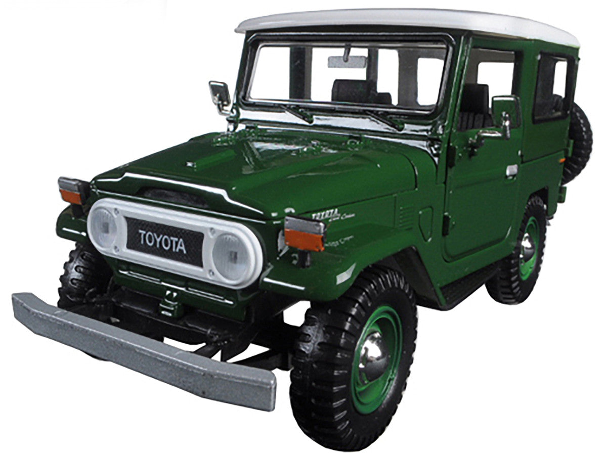 Toyota FJ40 Dark Green with White Top 1/24 Diecast Model Car by Motormax-1