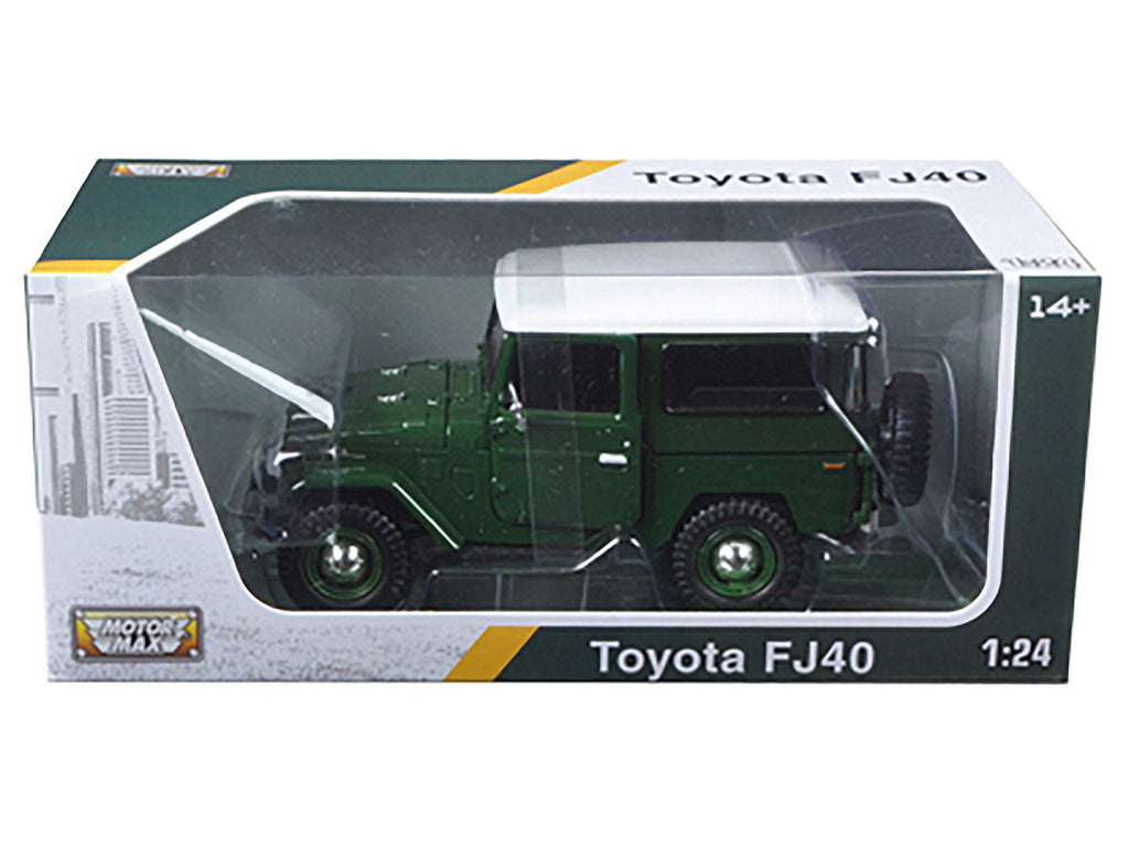 Toyota FJ40 Dark Green with White Top 1/24 Diecast Model Car by Motormax-2