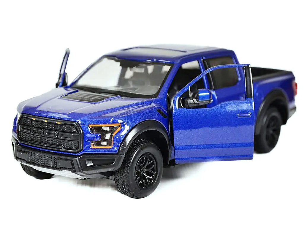 2017 Ford F-150 Raptor Pickup Truck Blue with Black Wheels 1/27 Diecast Model Car by Motormax-2