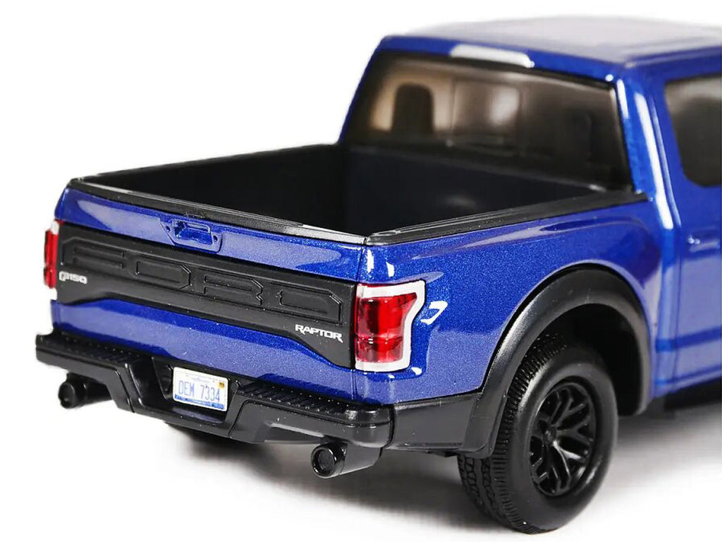 2017 Ford F-150 Raptor Pickup Truck Blue with Black Wheels 1/27 Diecast Model Car by Motormax-1