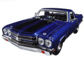 1970 Chevrolet El Camino SS 396 Dark Blue Metallic with Black Stripes 1/24 Diecast Model Car by Motormax-0