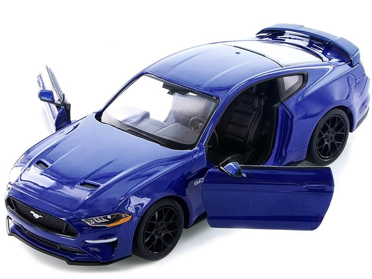 2018 Ford Mustang GT 5.0 Blue with Black Wheels 1/24 Diecast Model Car by Motormax-1