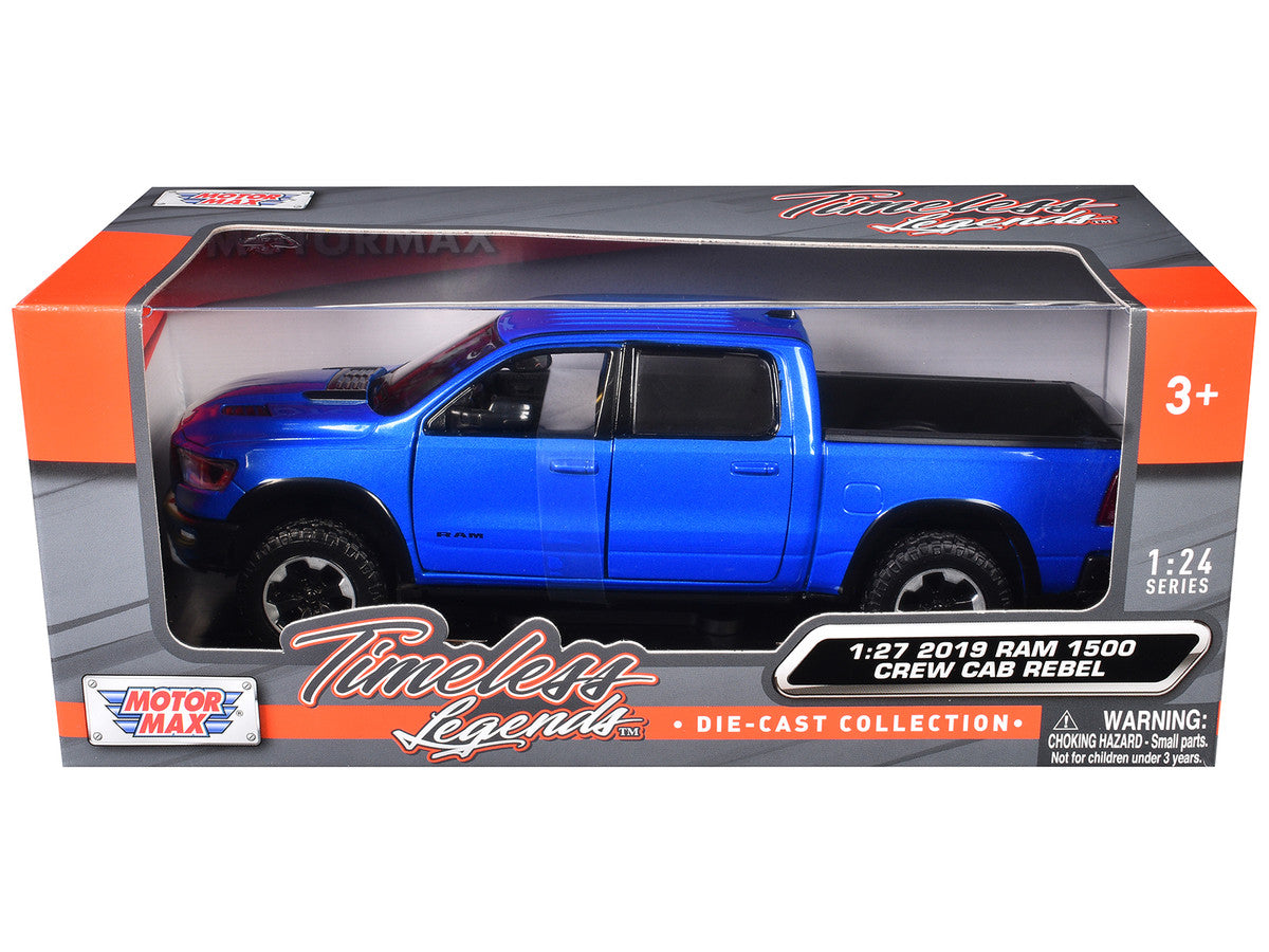 2019 RAM Rebel 1500 Crew Cab Pickup Truck Blue Metallic "American Classics" Series 1/24-1/27 Diecast Model Car by Motormax-0
