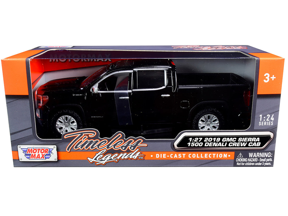 2019 GMC Sierra 1500 Denali Crew Cab Pickup Truck Black 1/24-1/27 Diecast Model Car by Motormax-2