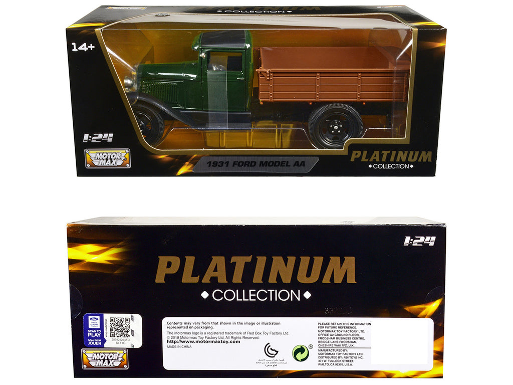 1931 Ford Model AA Pickup Truck Dark Green and Black "Platinum Collection" Series 1/24 Diecast Model Car by Motormax-2