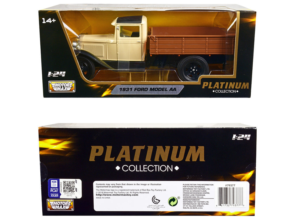 1931 Ford Model AA Pickup Truck Cream and Black "Platinum Collection" Series 1/24 Diecast Model Car by Motormax-2