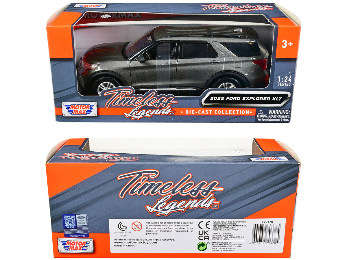 2022 Ford Explorer XLT Gray Metallic "Timeless Legends" Series 1/24 Diecast Model Car by Motormax-2