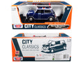 1961-1967 Morris Mini Cooper RHD (Right Hand Drive) Dark Blue with British Flag on the Top and Roof Rack "City Classics" Series 1/18 Diecast Model Car by Motormax-0