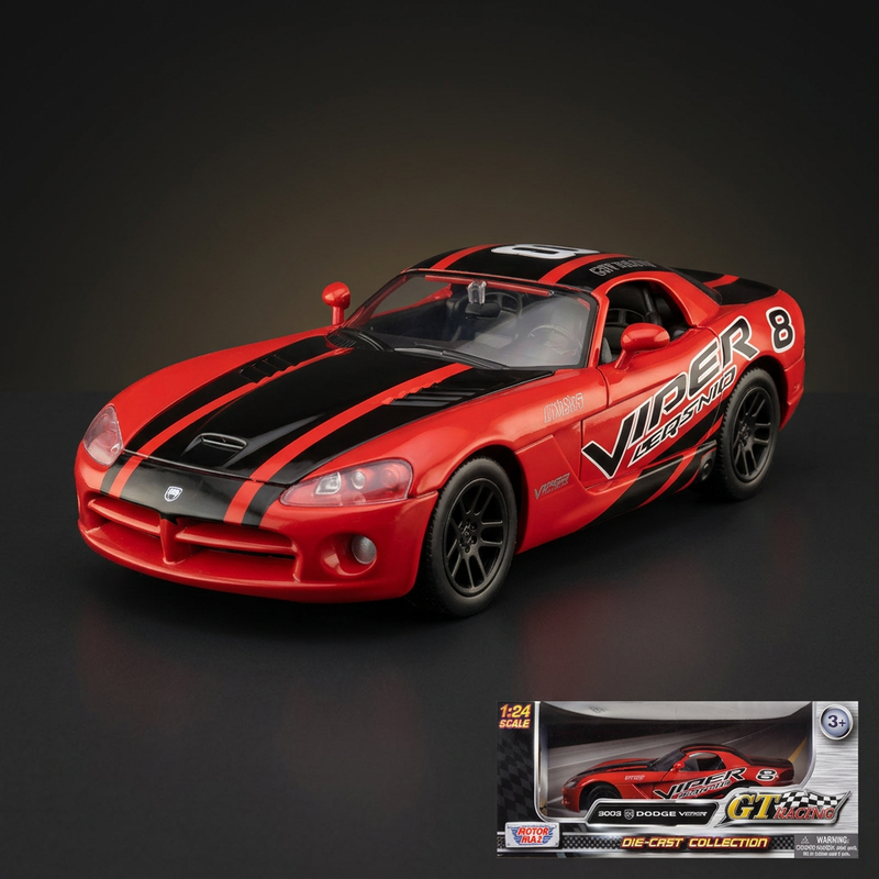 Motormax 1:24 2003 Dodge Viper SRT-10 #8 Red with Black Stripes "GT Racing"