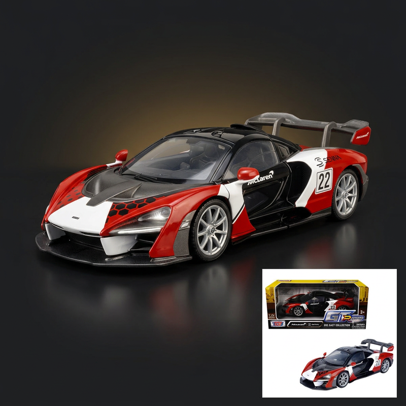 Motormax 1:24 McLaren Senna #22 Black with Red and White Graphics "GT Racing"