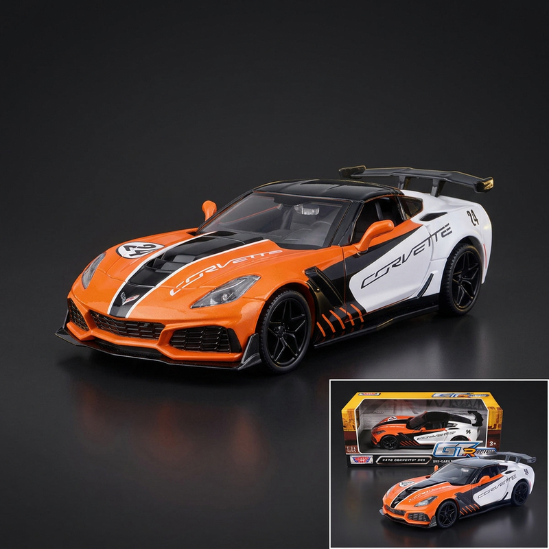 Motormax 1:24 2019 Chevy Corvette ZR1 #24 Orange & White with Black Graphics GT Racing