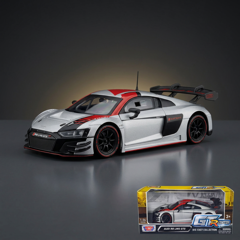 Motormax 1:24 Audi R8 LMS GT3 Silver Metallic with Graphics "GT Racing"