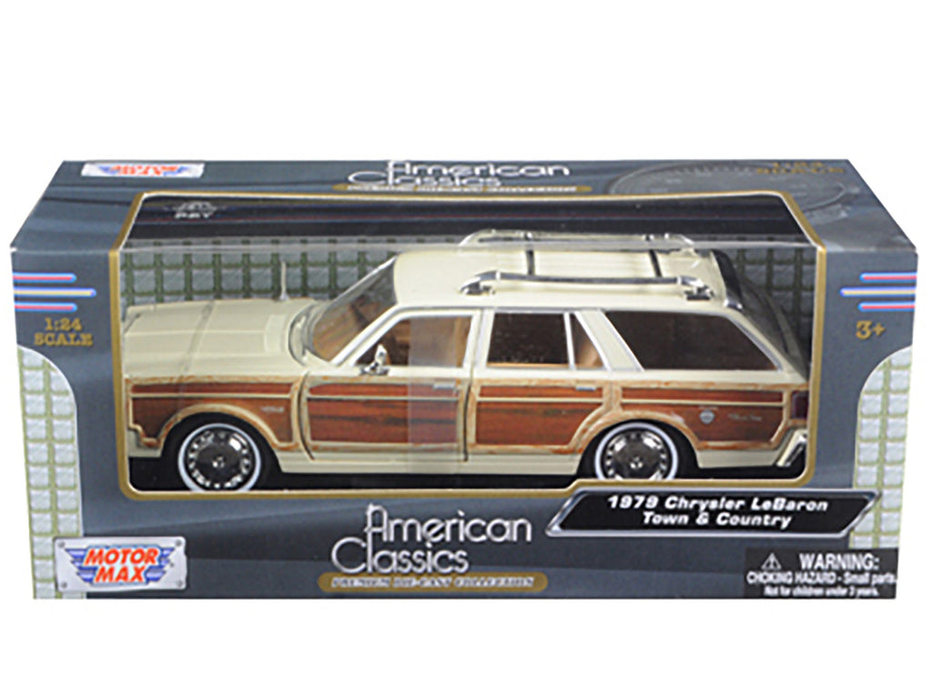 1979 Chrysler Lebaron Town & Country Cream 1/24 Diecast Model Car by Motormax-2