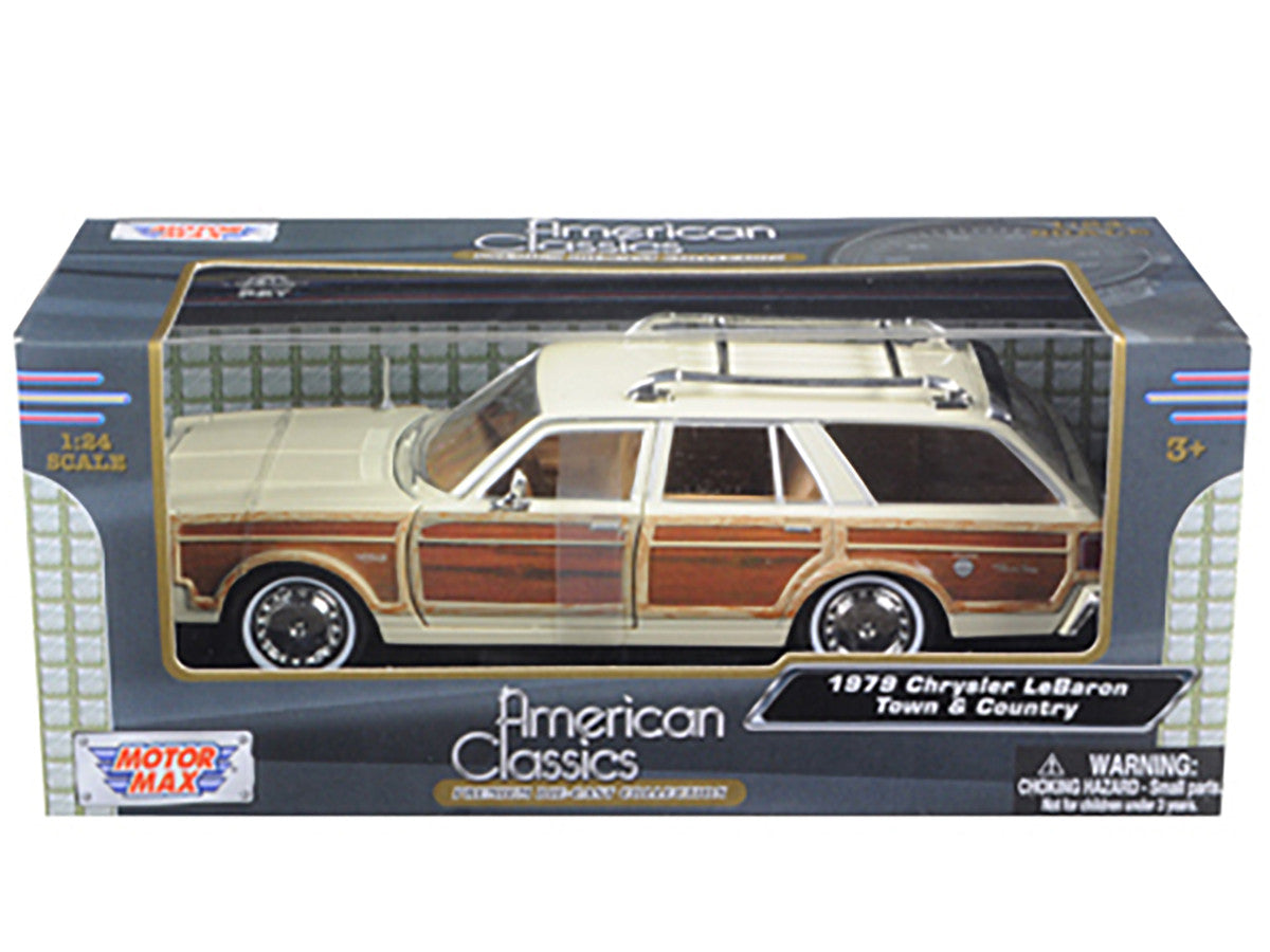 1979 Chrysler Lebaron Town & Country Cream 1/24 Diecast Model Car by Motormax-2