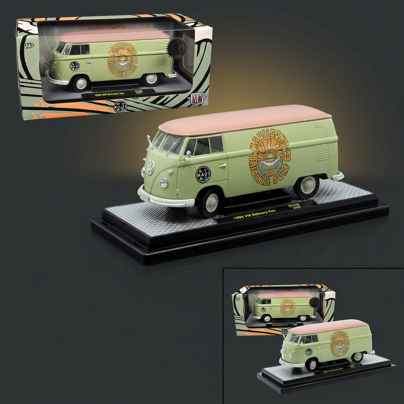 M2 Machines 1:24 1960 Volkswagen Delivery Van – Maui & Sons, Olive & Salmon
