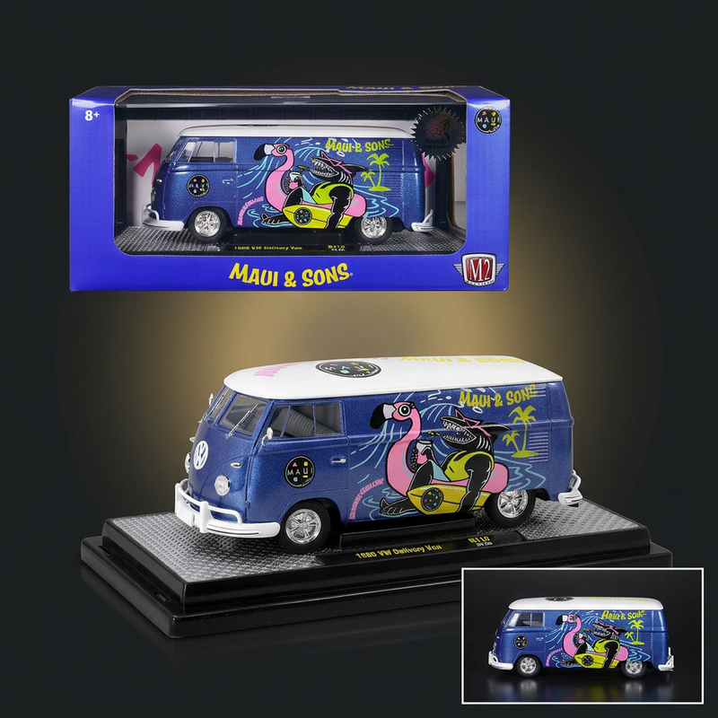M2 Machines 1:24 1960 Volkswagen Delivery Van – Maui & Sons, Blue