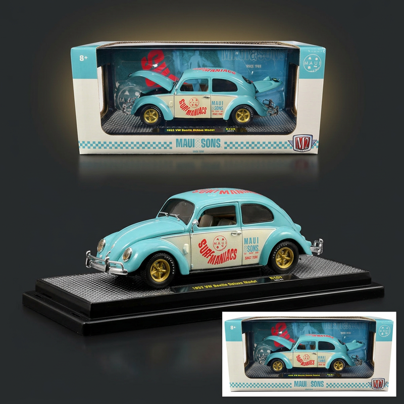 M2 Machines 1:24 1952 Volkswagen Beetle Deluxe – Maui & Sons, Light Blue