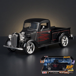 Motormax 1:24 1937 Ford Pickup – Matte Black & Red Flames