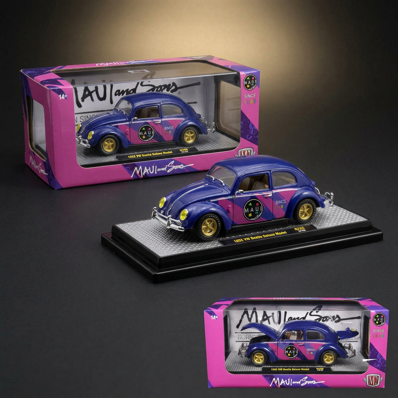 M2 Machines 1:24 1952 Volkswagen Beetle Deluxe – Maui & Sons, Purple