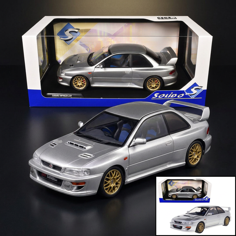 1998 Subaru Impreza 22B RHD (Right Hand Drive) Silver Metallic with Gold Wheels 1/18 Diecast Model Car by Solido