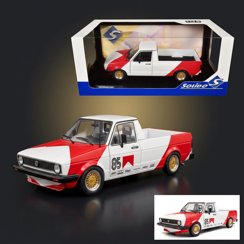 1983 Volkswagen Caddy MK 1 Pickup Truck "Red Cowboy Racing Tribute" White and Red 1/18 Diecast Model Car by Solido