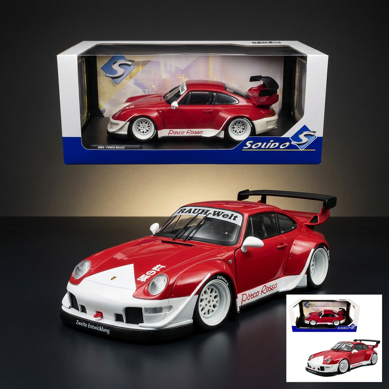 2020 RWB Bodykit "Porco Rosso" Red and White 1/18 Diecast Model Car by Solido