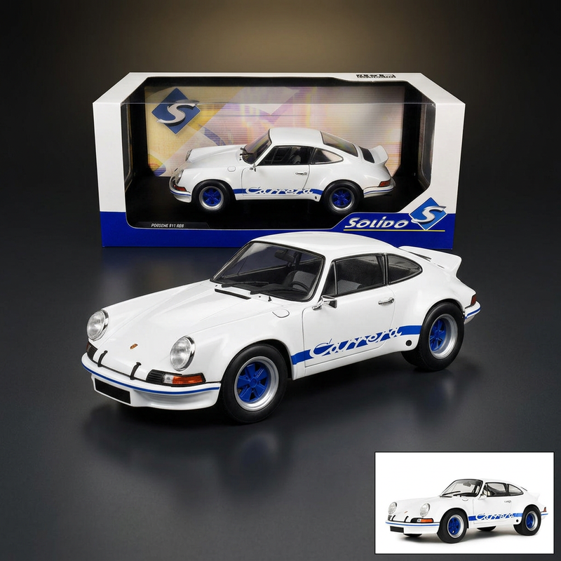 Solido 1:18 1973 Porsche 911 RSR Carrera White with Blue Stripes