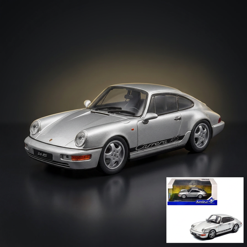 1994 Porsche 911 (964) RS Silver Metallic with Black Stripes 1/43 Diecast Model Car by Solido
