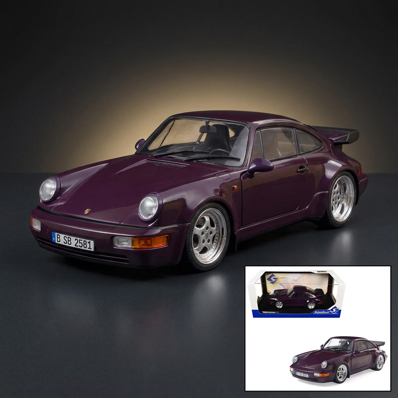1990 Porsche 911 (964) Turbo Violet Blue Metallic 1/18 Diecast Model Car by Solido