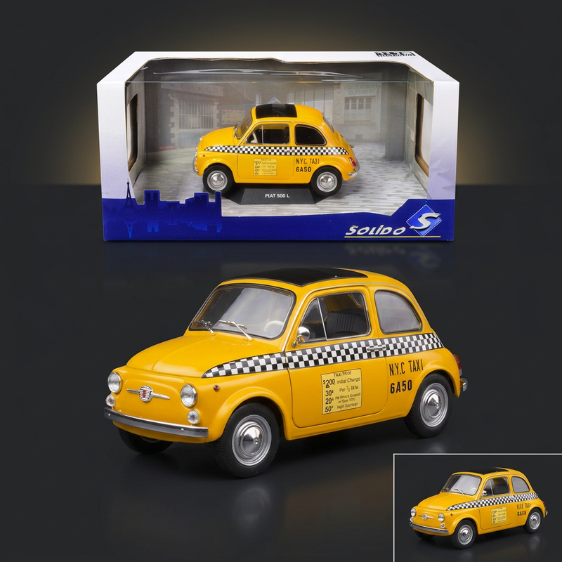 1965 Fiat 500 L "NYC Taxi" New York City Yellow 1/18 Diecast Model Car by Solido