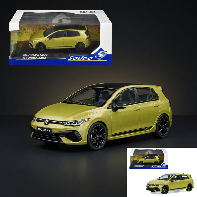 2023 Volkswagen Golf R 333 Limited Edition Lime Yellow Metallic with Black Top 1/43 Diecast Model Car by Solido