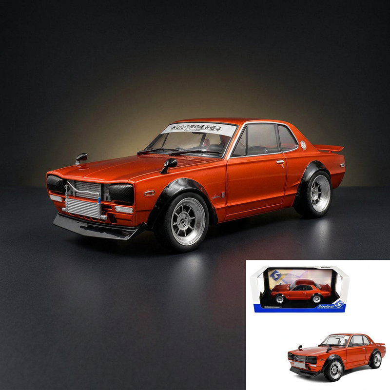 1970 Nissan Skyline (C10) Hakosuka RHD (Right Hand Drive) Orange Metallic 1/18 Diecast Model Car by Solido