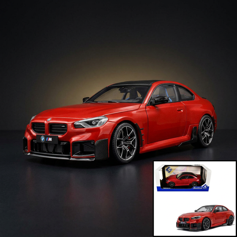 2024 BMW M2 Performance Parts Toronto Red Metallic with Carbon Top 1/18 Diecast Model Car by Solido