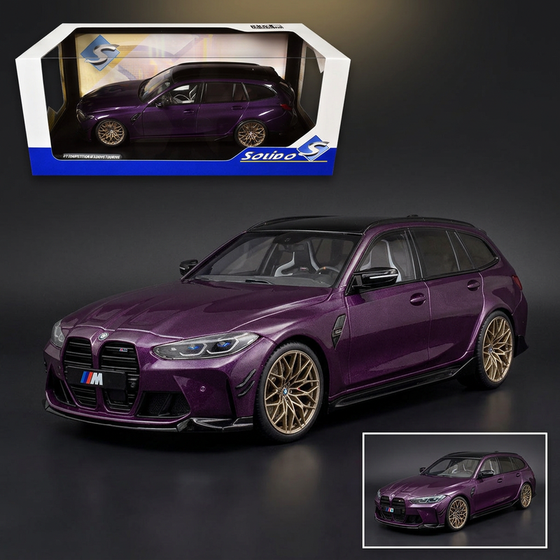 2024 BMW M3 Competition M xDrive Touring Twilight Purple Pearl Metallic with Black Top 1/18 Diecast Model Car by Solido